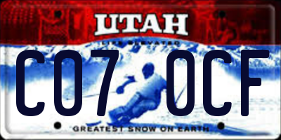 UT license plate C070CF