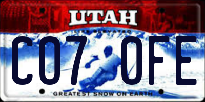 UT license plate C070FE