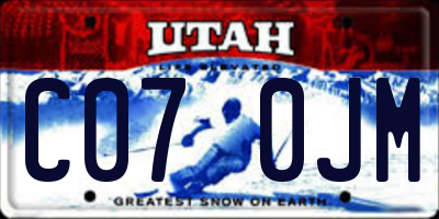 UT license plate C070JM