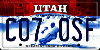 UT license plate C070SF