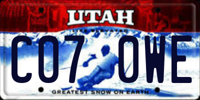 UT license plate C070WE