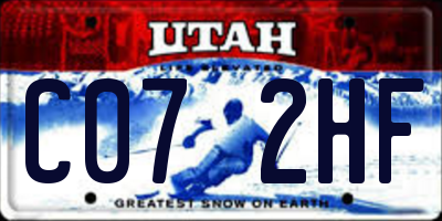 UT license plate C072HF