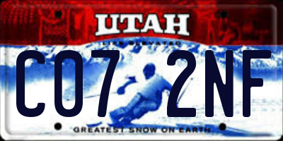 UT license plate C072NF