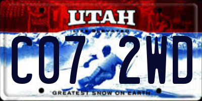 UT license plate C072WD