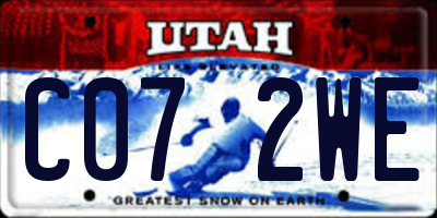 UT license plate C072WE