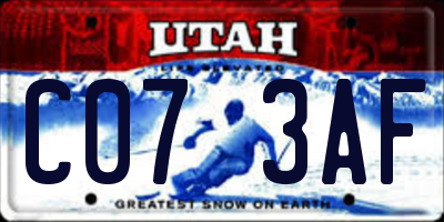 UT license plate C073AF
