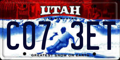 UT license plate C073ET