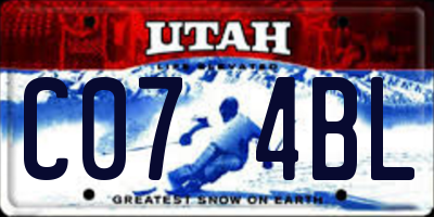 UT license plate C074BL