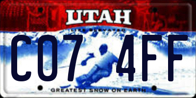 UT license plate C074FF