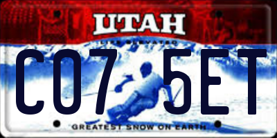 UT license plate C075ET