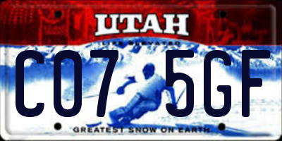 UT license plate C075GF