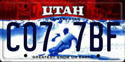 UT license plate C077BF
