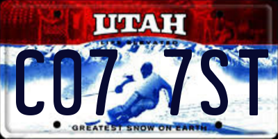 UT license plate C077ST