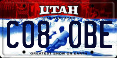 UT license plate C080BE