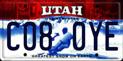UT license plate C080YE