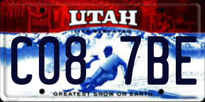UT license plate C087BE