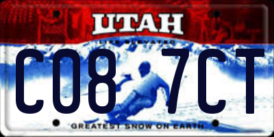 UT license plate C087CT