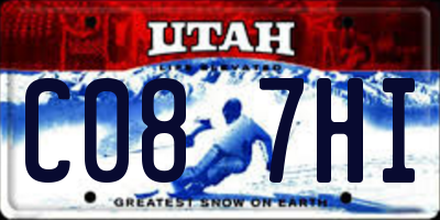 UT license plate C087HI