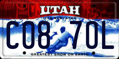 UT license plate C087OL