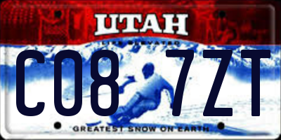 UT license plate C087ZT