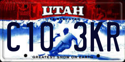 UT license plate C103KR
