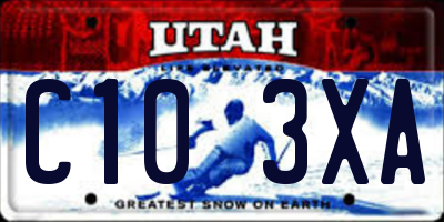 UT license plate C103XA