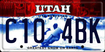 UT license plate C104BK