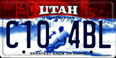 UT license plate C104BL