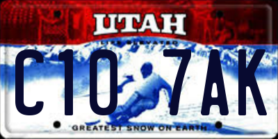 UT license plate C107AK