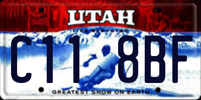 UT license plate C118BF