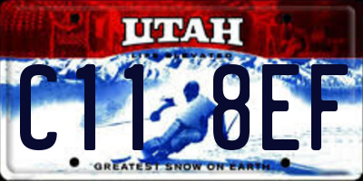 UT license plate C118EF