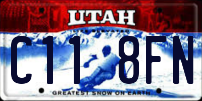 UT license plate C118FN