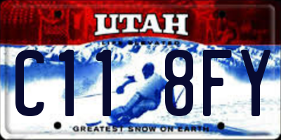 UT license plate C118FY