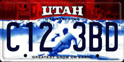 UT license plate C123BD