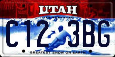 UT license plate C123BG