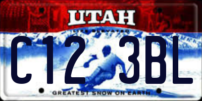 UT license plate C123BL