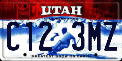 UT license plate C123MZ