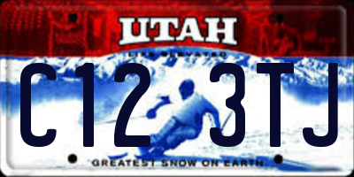 UT license plate C123TJ