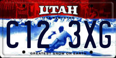 UT license plate C123XG