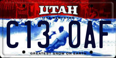 UT license plate C130AF