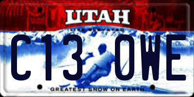 UT license plate C130WE