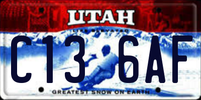 UT license plate C136AF