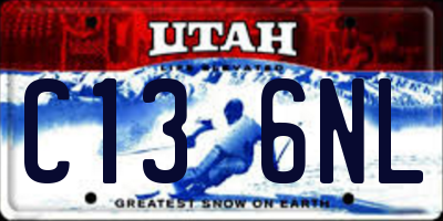 UT license plate C136NL