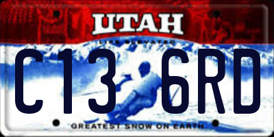 UT license plate C136RD