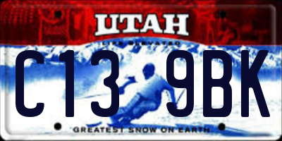 UT license plate C139BK