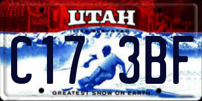 UT license plate C173BF
