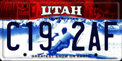 UT license plate C192AF