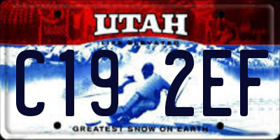 UT license plate C192EF