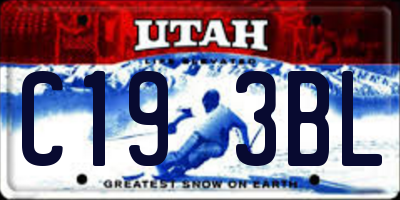 UT license plate C193BL