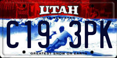 UT license plate C193PK